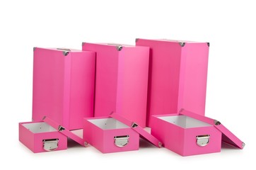 Pink giftboxes isolated on white