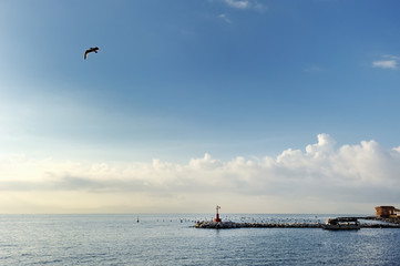 Lighthouse in the sea, Naples, Italy