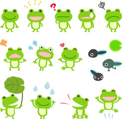 Obraz premium Ilustracja zestaw znaków żaby