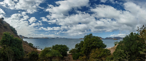 Fototapeta premium Panorama view on the beautiful komodo island inside of national park in indonesia,dragons, unique ecosystem, nature habitat