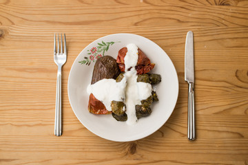 Turkish Dolma with yoghurt.