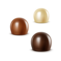 Realistic Black Dark Bitter White Milk Chocolate Candies