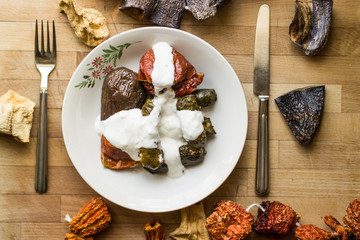 Turkish Dolma with yoghurt.