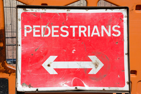 Double ended arrow pedestrian road works sign, Birmingham.