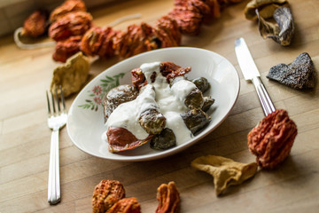 Turkish Dolma with yoghurt.