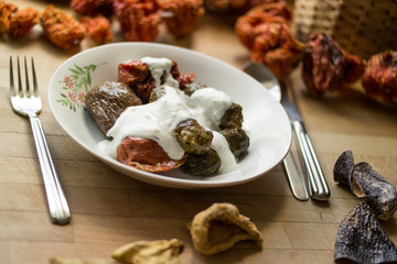 Turkish Dolma with yoghurt.