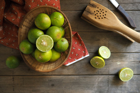 Limes on a wood table