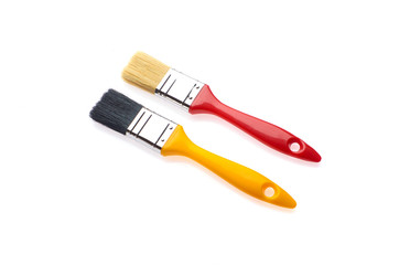 clean brush yellow and red paint on a white background