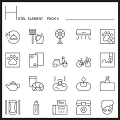 Hotel Element Line Icon Set4.Mono pack.Graphic vector logo set.