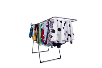 Collapsible clotheshorse isolated on the white background