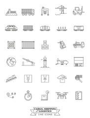 Cargo, Shipping and Logistics Line Icon Set