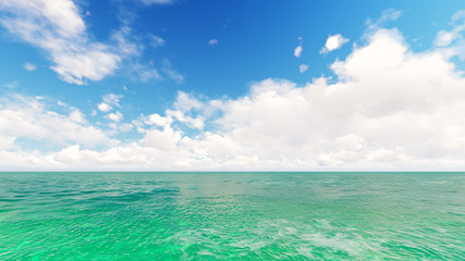 Obraz premium Tropical sea sky clouds blue 3D rendering