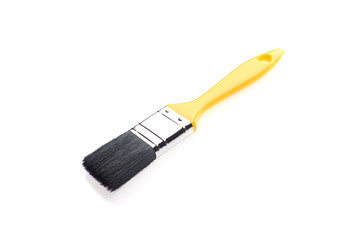 clean brush yellow paint on a white background