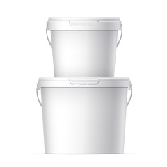 Cool Realistic White plastic bucket. Vector