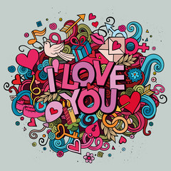 Cartoon vector hand drawn Doodle Love illustration