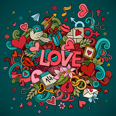 Cartoon vector hand drawn Doodle Love illustration