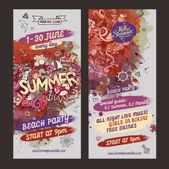 Naklejka premium Vector summer watercolor paint party flyer design