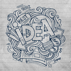 Idea hand lettering and doodles elements