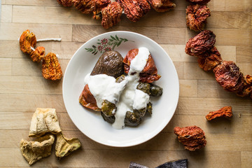 Turkish Dolma with yoghurt.