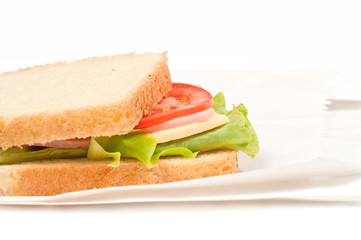 Tomato, salami sandwich