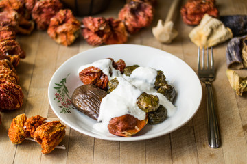 Turkish Dolma with yoghurt.