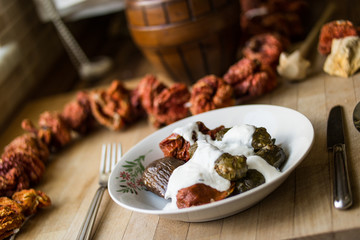 Turkish Dolma with yoghurt.