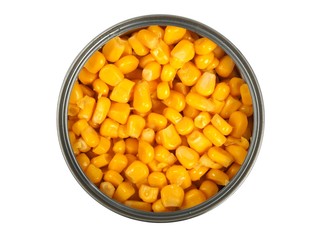 Canned corn on white