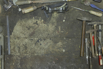 Tools in frame shape in workshop