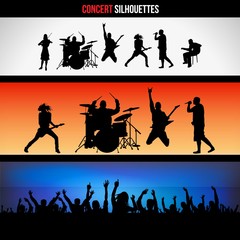 Concert silhouettes banners set