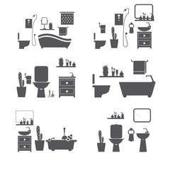 Bathroom silhouette icons 