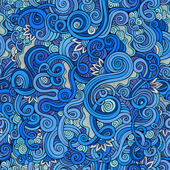 Decorative hand drawn doodle nature ornamental curl  seamless pattern