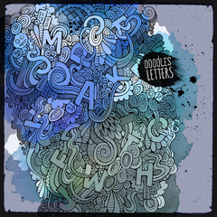 Vector doodles letters art paint background