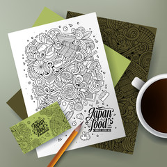 Cartoon doodles japanese food corporate identity