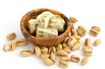 Weißer Nougat mit Pistazien