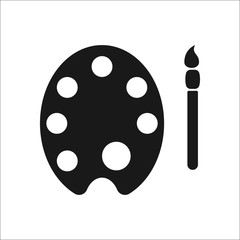 Paint brush with palette symbol simple icon on background