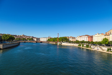 Lyon, France. Quay of Seine River