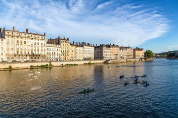 Fototapeta na wymiar Lyon, France. The picturesque embankment of the Saone River