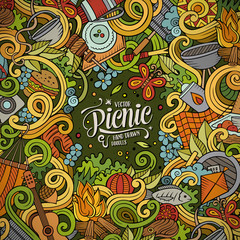 Cartoon vector picnic doodle frame