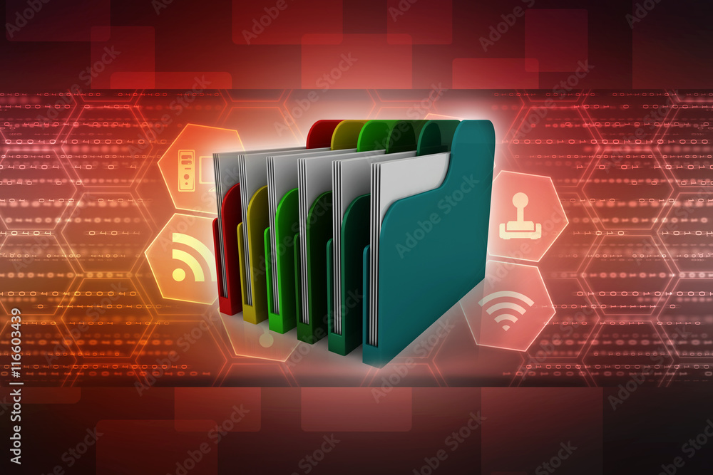 Poster colored folders. 3d rendering