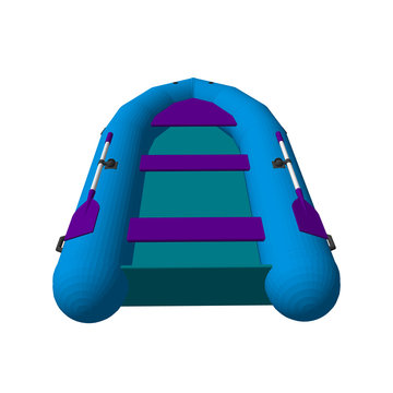 Inflatable boat. 3d Vector colorful illustration.