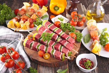 barbecue meat and fish with ingredient