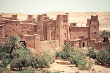 Traditional Kasbah fortress and berber houses in Ouarzazate 