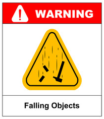 Danger Falling Objects Warning sign. Vector illustration