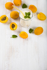 Apricot smoothie and ripe apricots