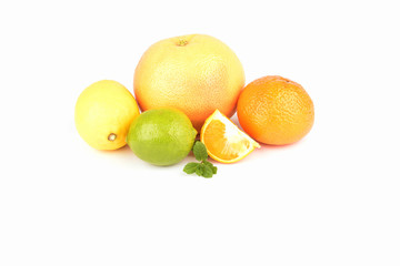 Citrus fruits isolated on white background