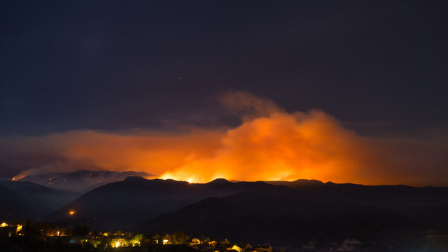 Sand Fire above California Neighborhood