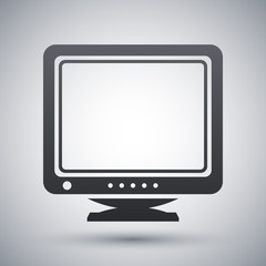 Vector Retro Computer Monitor icon. Old Computer Monitor simple icon on a light gray background