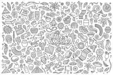 Sketchy vector hand drawn Doodle Latin American objects
