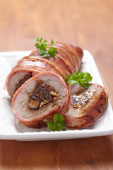 Roasted pork stuffed with figs and walnuts