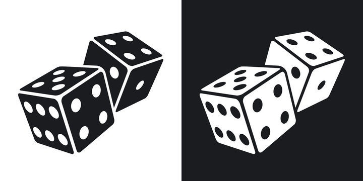 Vector dices icon. Two-tone version on black and white background